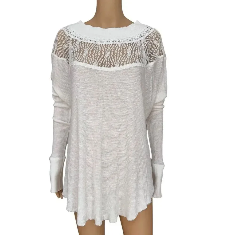 Free People Spring Valley white Thermal Top lace insert size XS
